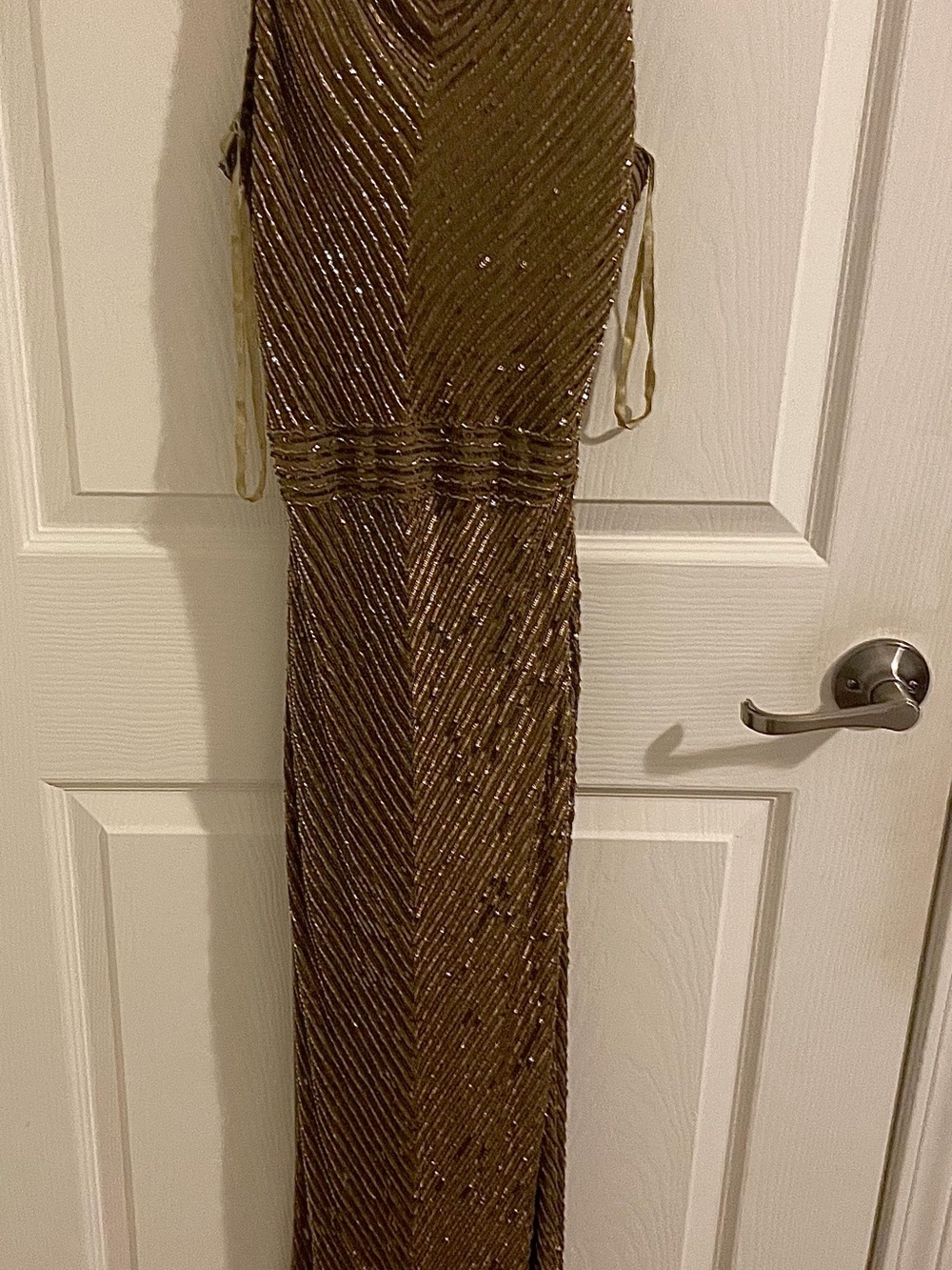 Scala Bronze Sequin Chevron Maxi Gown